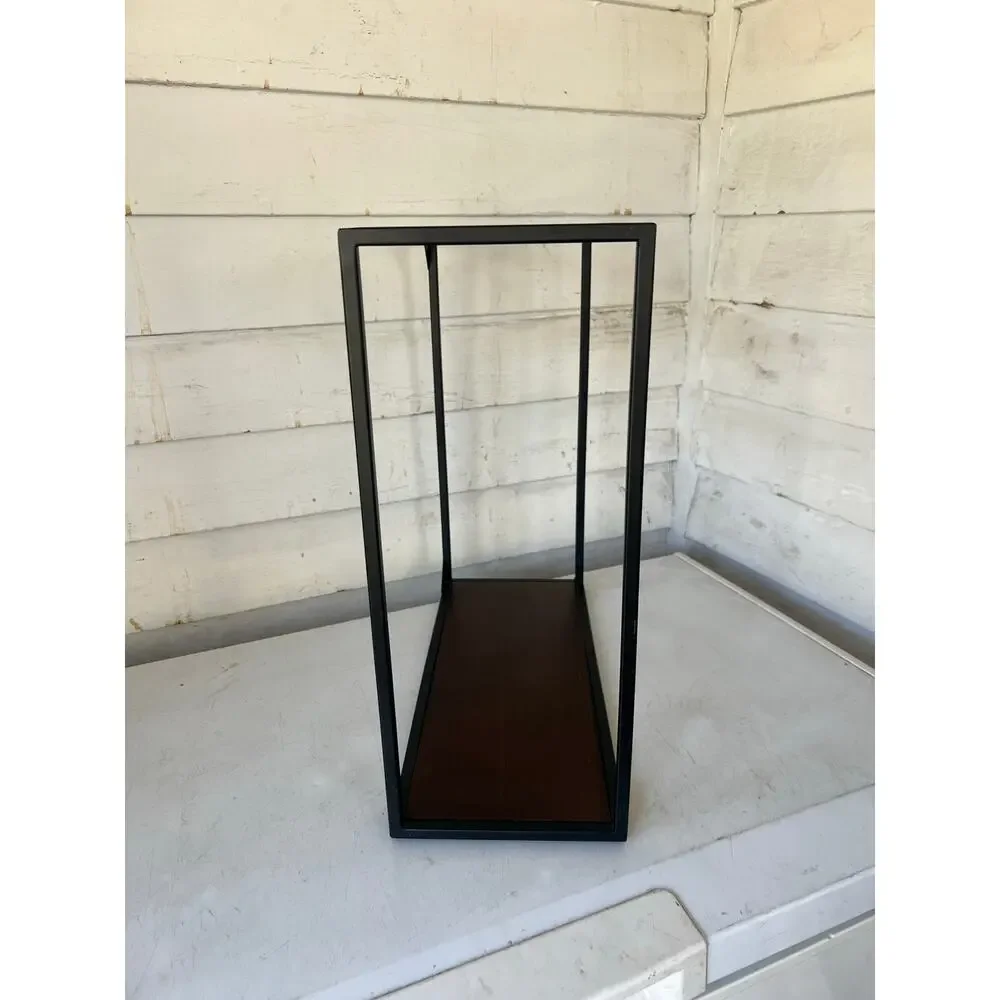 Crate and barrel Ana Reza-Hadden Booker floating shelves walnut and black steel